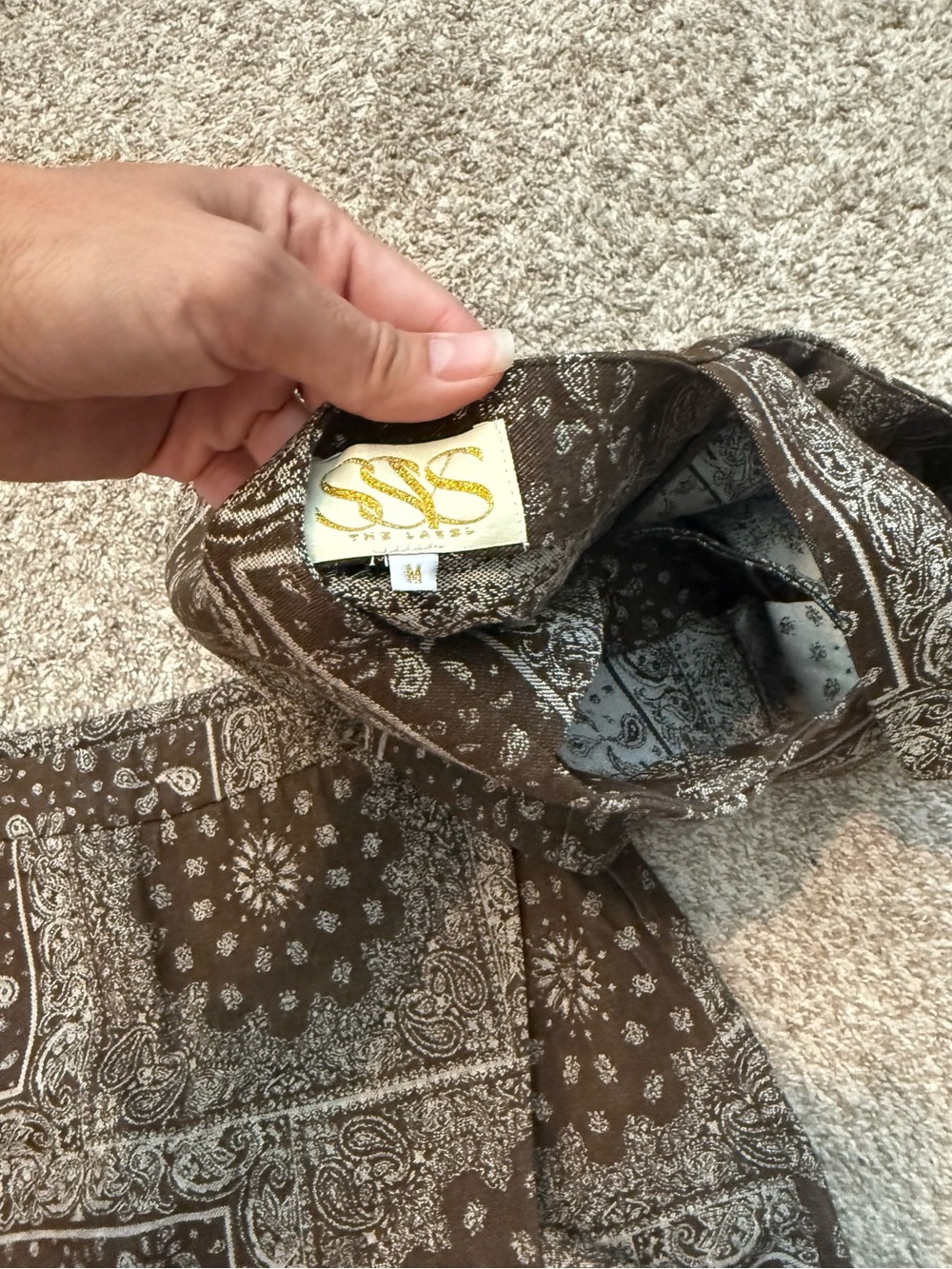 Brown Printed Mini Dress with Square Neck - Picture 8 of 10